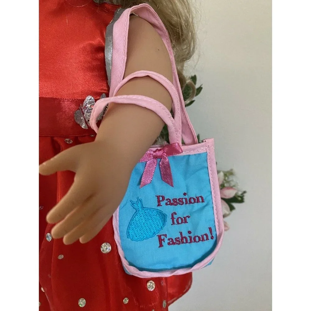 American Girl Battat OG Blue Pink Shopping Hand‎ Bag for Dolls 16